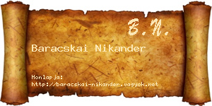 Baracskai Nikander névjegykártya
